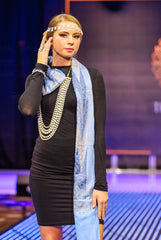 Periwinkle Blue Embroidered Shawl - The Pashm