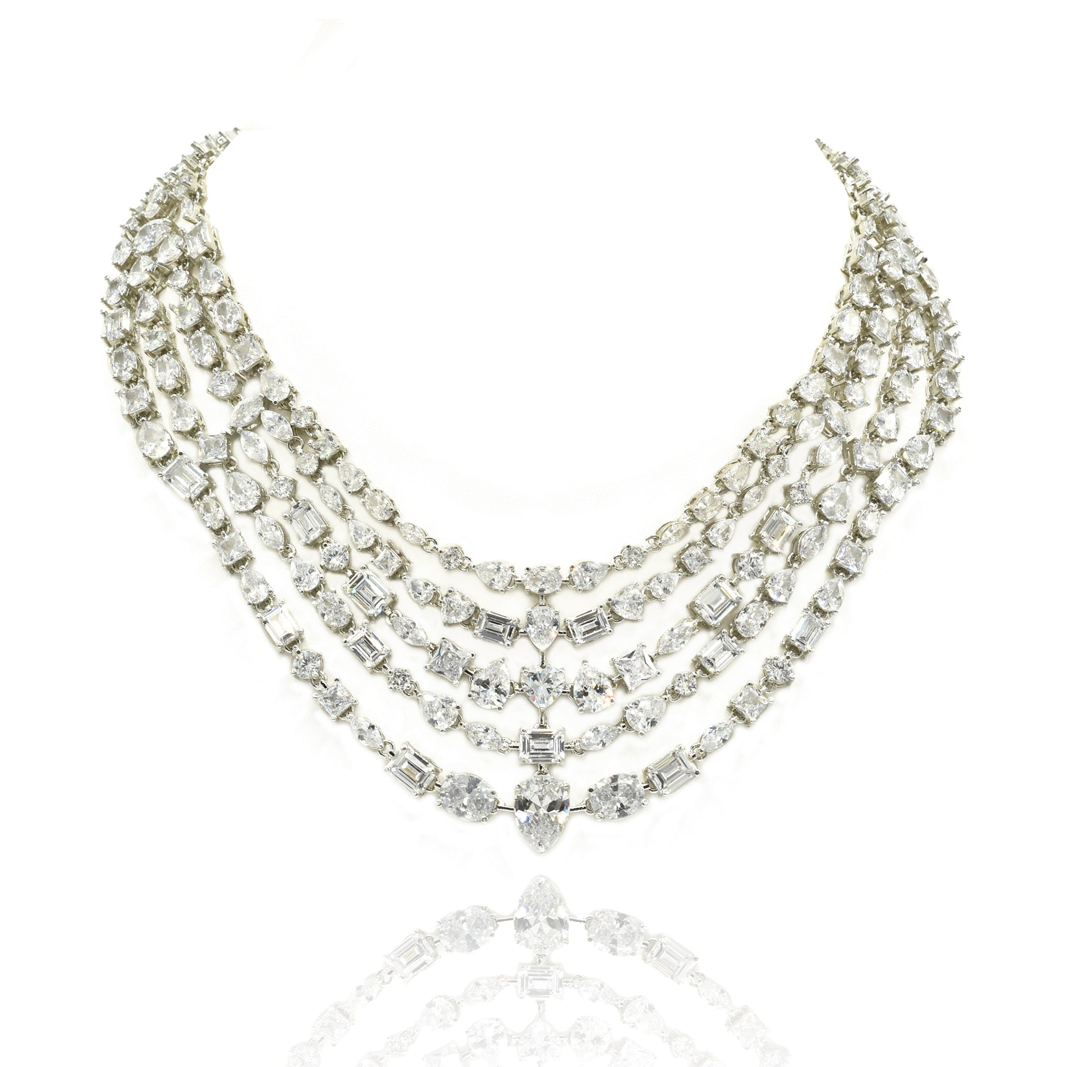 Kaia Multi-Layer American Diamond Necklace Set - The pashm