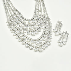 Zunaira American Diamond Layered Statement Necklace