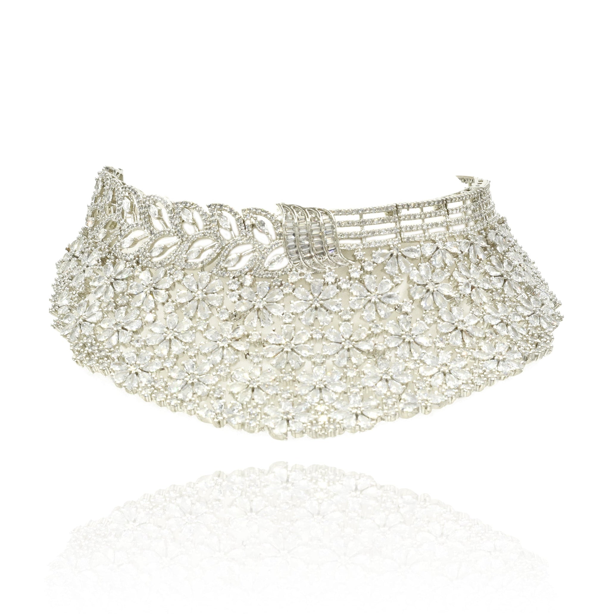 Chandani Floral American Diamond Bridal Choker Set - The Pashm