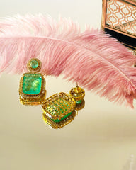 Saras Green Crystal Stone Earrings - The pashm