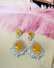 Alexa American Diamond Earrings Yellow - The Pashm
