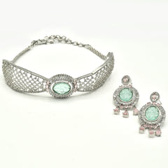 Neesha Carved Cabochon American Diamond Choker - The pashm
