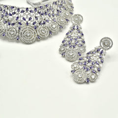 Serena Violet American Diamond Choker Set - The pashm