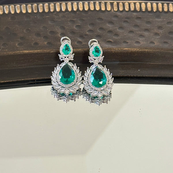 Ela Green American Diamond Earrings - The Pashm