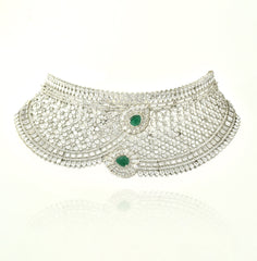 Gunjika Pear Emerald Green Stone American Diamond Bridal Choker