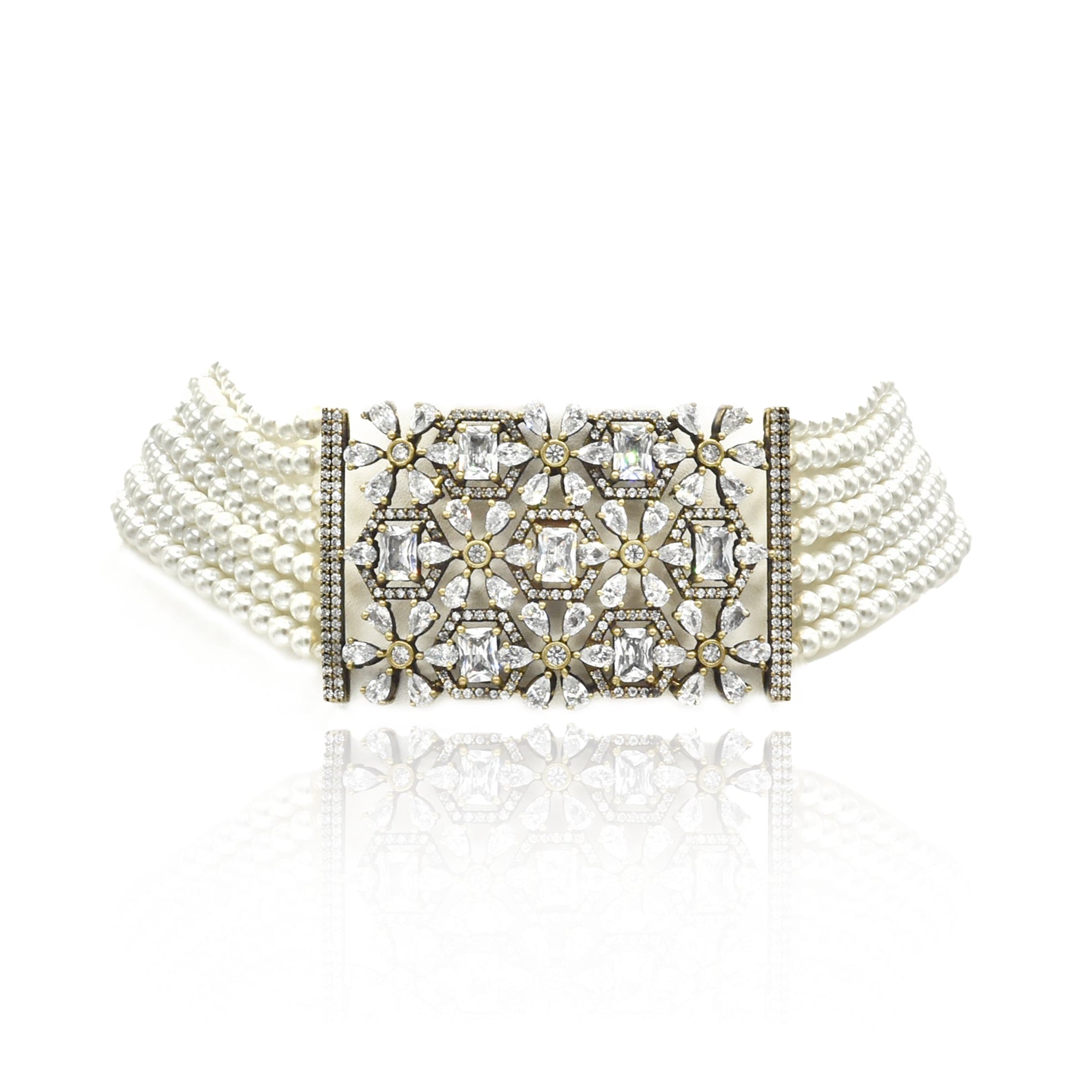Trisha Pearl & Floral Crystal Choker - the Pashm