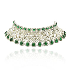 Yuti Emerald Green American Diamond Choker- The pashm