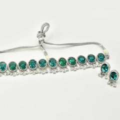 Shreeka Oval American Diamond Choker Necklace - The pashm