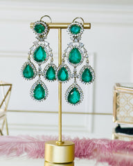 Hillary Green Crystal Earrings - the Pashm