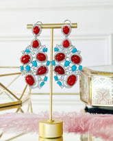 Myla Turquoise Red Stone Earrings - The Pashm