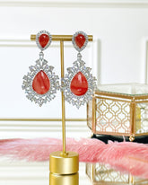 Alexa American Diamond Earrings Orange - The Pashm