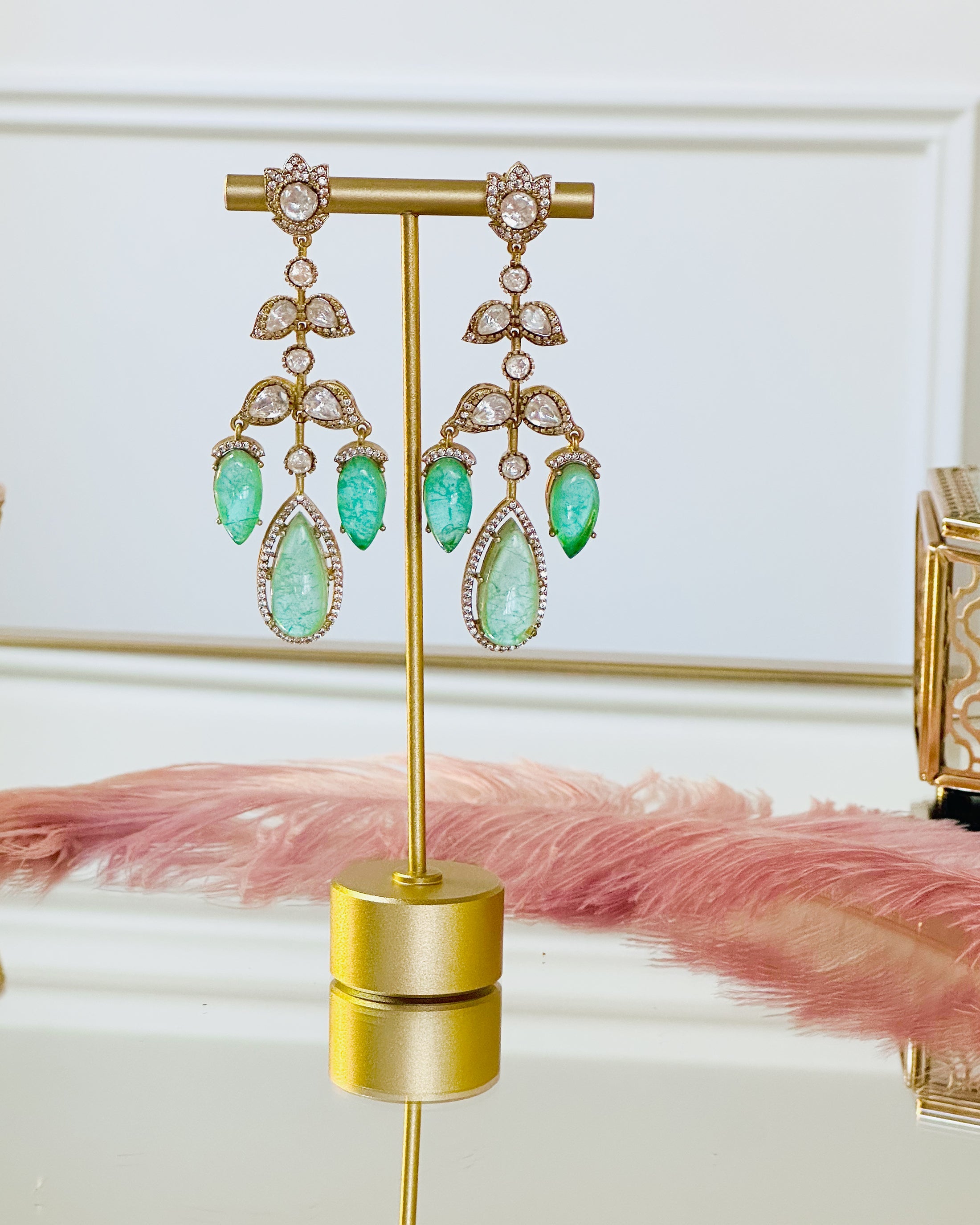 Riley Polki Studded Mint Earrings The Pashm