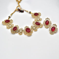 Kiona Red Stone Gold Diamond Choker - The Pashm