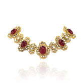Kiona Red Stone Gold Diamond Choker - The Pashm