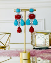 Eva Turquoise Red Stone Earrings - The Pashm