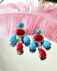 Eva Turquoise Red Stone Earrings - The Pashm