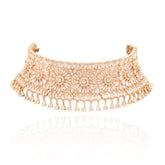 Sarva Rose Gold American Diamond Floral Choker Set - The Pashm