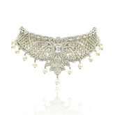 Ifama American Diamond Pearl Drop Bridal Choker Set - The Pashm