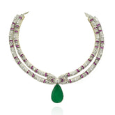 Zuena Emerald Drop Hasli Necklace Set - The Pashm
