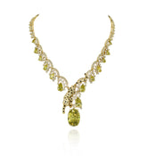 Sheba Panther Statement Necklace Set with Yellow Stones & American Diamonds