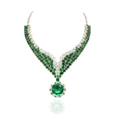 Ria Emerald Green Statement Necklace Set - The pashm