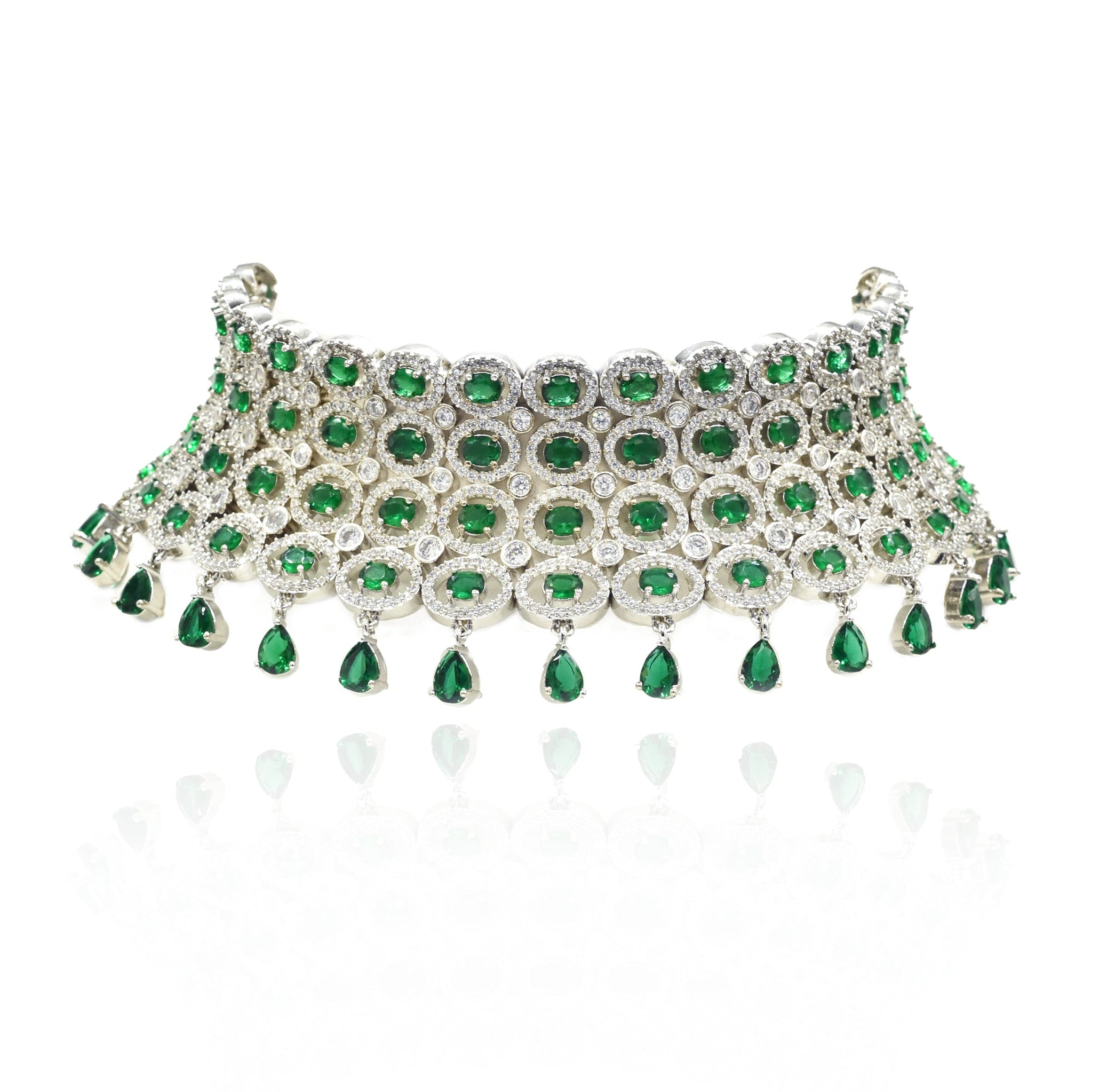 Warhi Emerald Green Crystal Choker Necklace - The Pashm