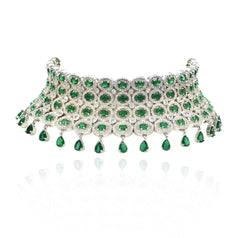 Warhi Emerald Green Crystal Choker Necklace - The Pashm