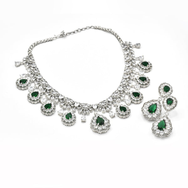 Rubeena Green Diamond Necklace Set - The Pashm