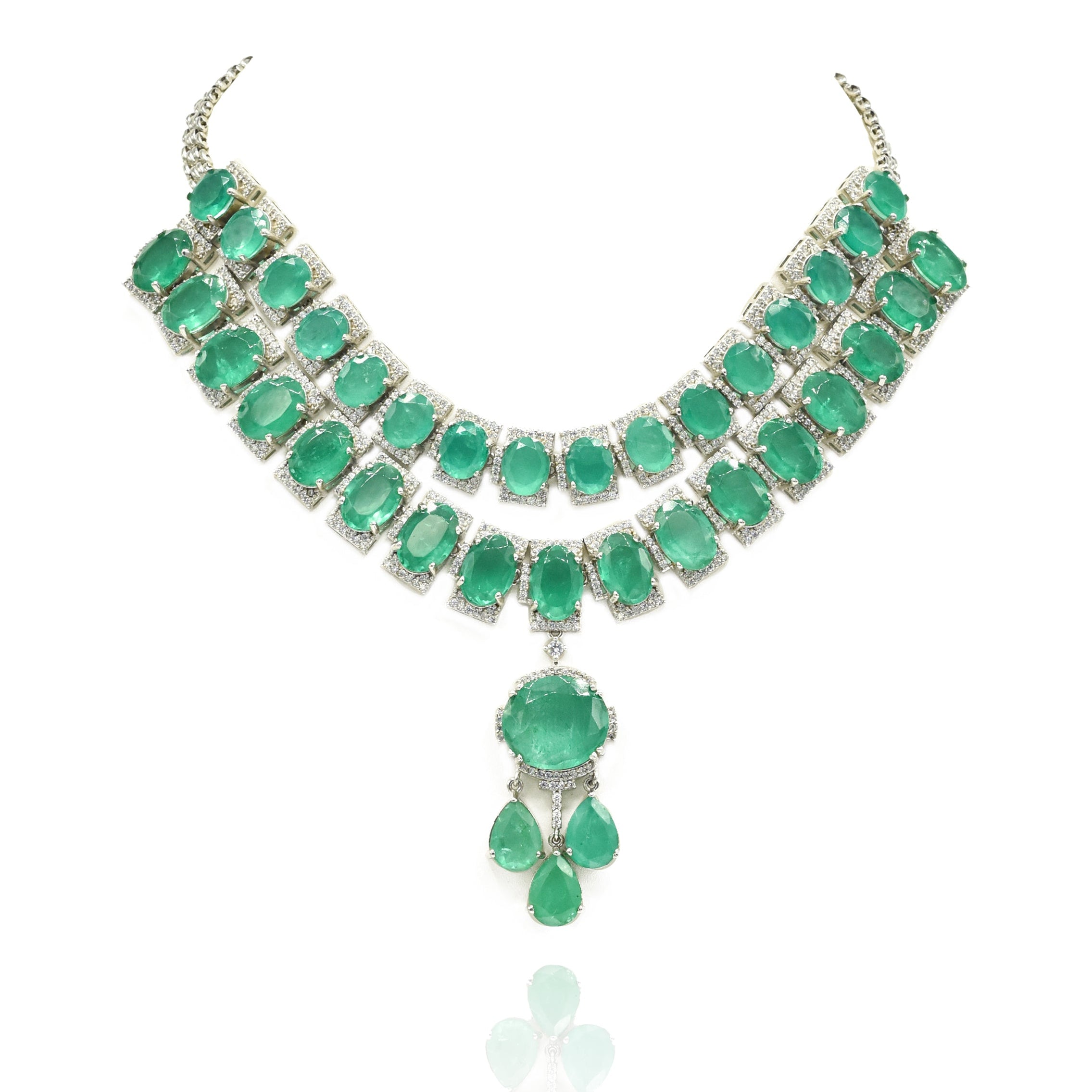 Regina Green Statement Necklace Set - The Pashm