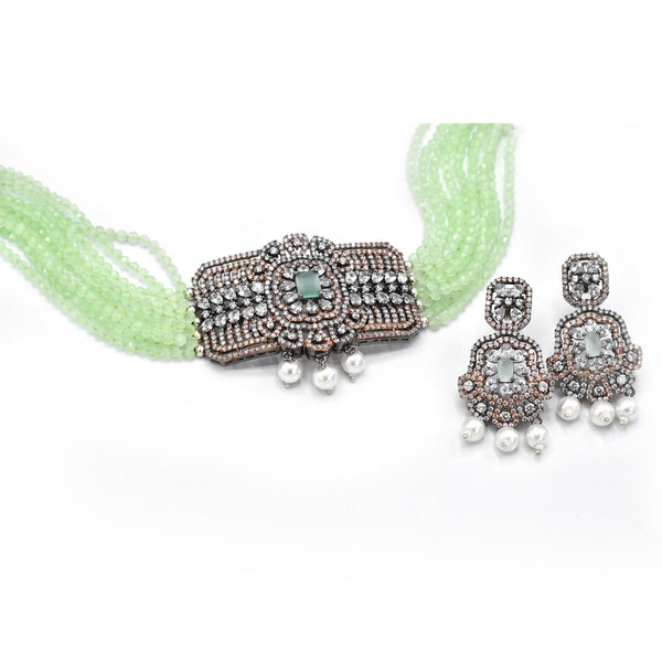 Gina American Diamond Choker Set Mint - The Pashm