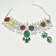Anaya Multicolor Stone Statement Choker Set - The pashm