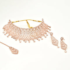 Aniya Rose Gold American Diamond Choker Set - The Pashm