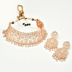 Eraya Rose Gold American Diamond Choker Set - the pashm