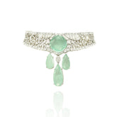 Amisha Mint Green Stone American Diamond Choker Necklace - The Pashm
