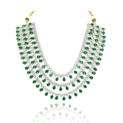 Ruma Emerald Green Layered Bridal Necklace Set - The Pashm