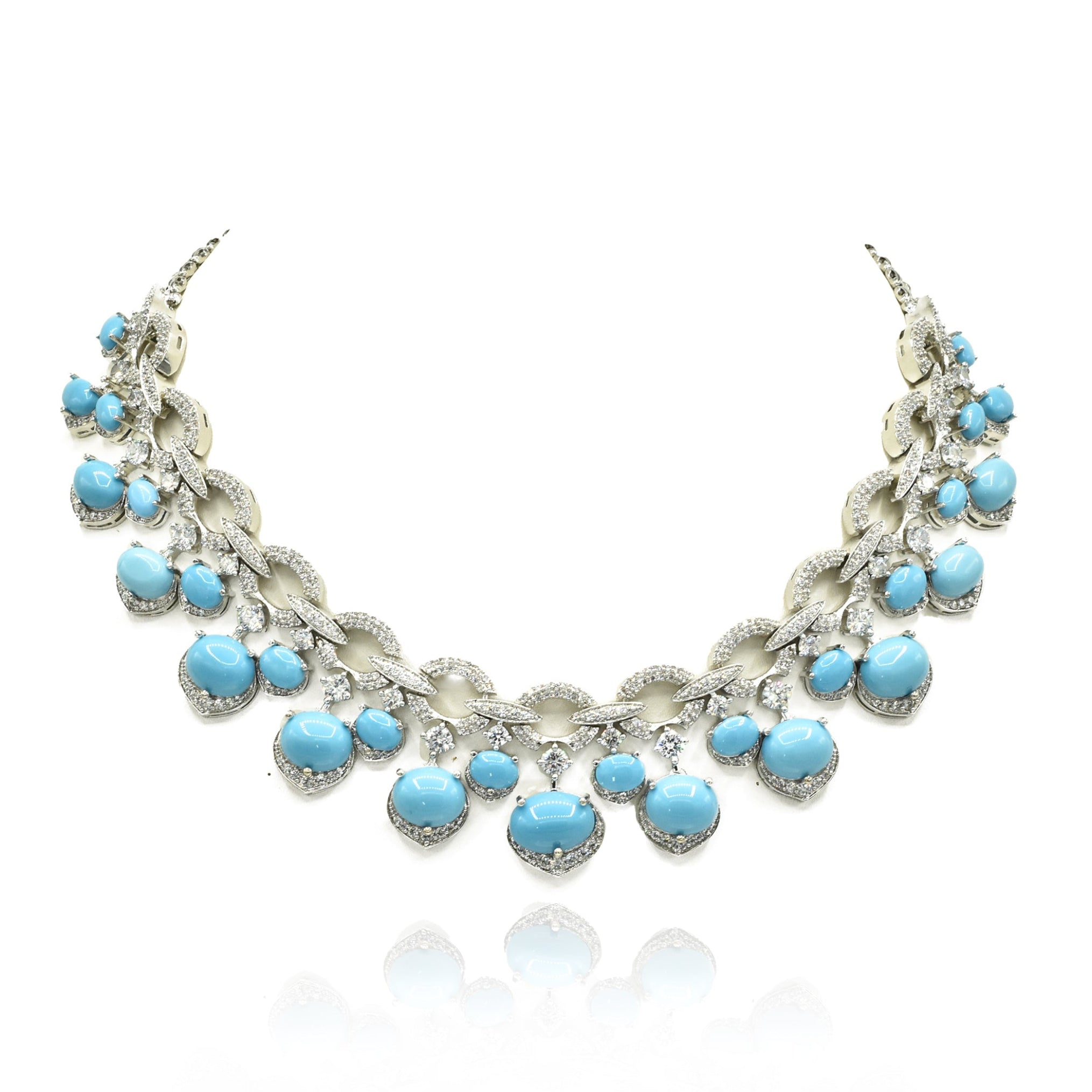 Hriti Turquoise Blue Statement Necklace Set - The pashm