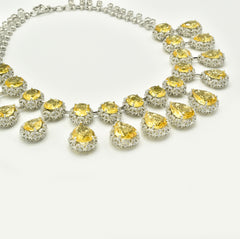 Keyara Yellow Crystal Drop Statement Necklace Set