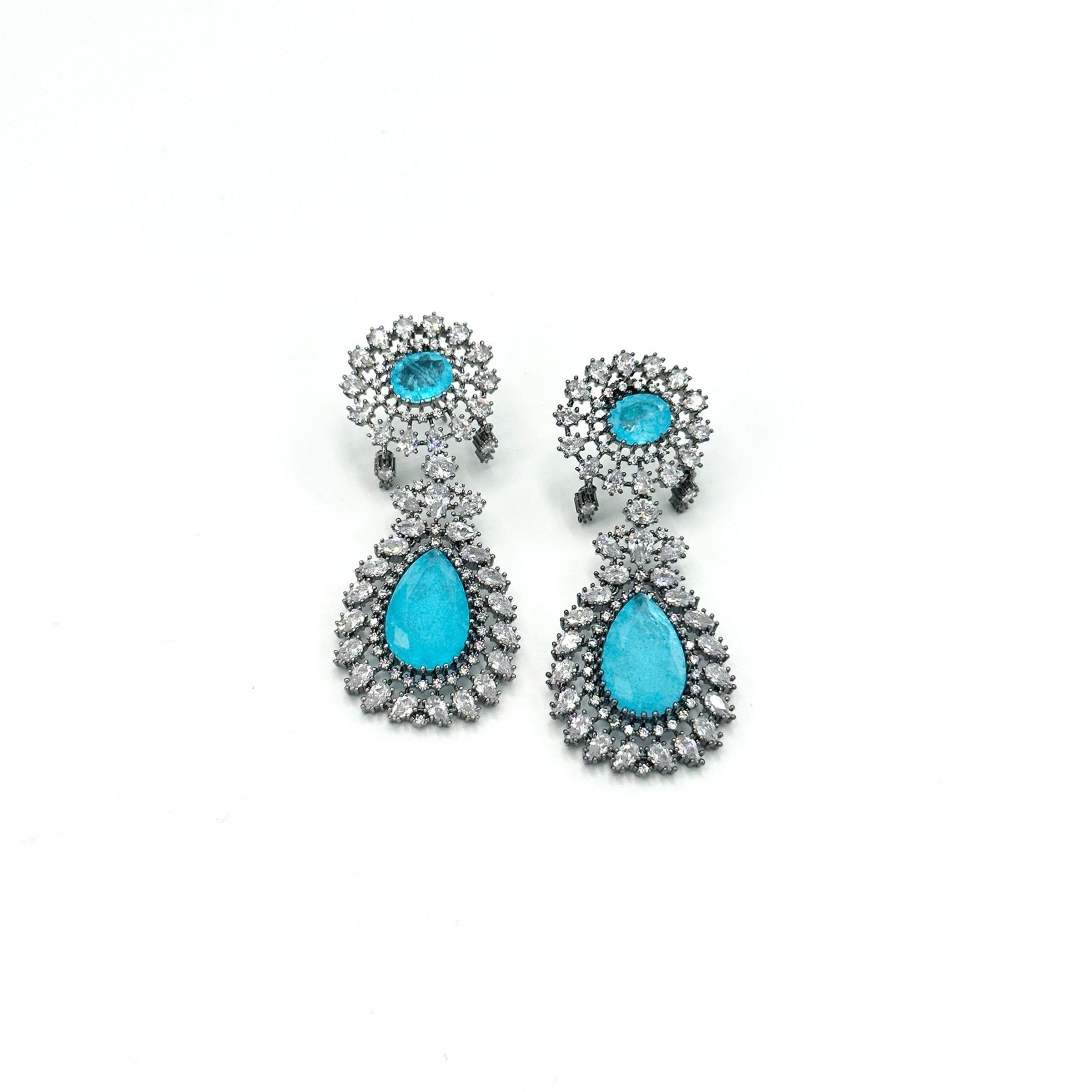 Vanya Antique Diamond Earrings Cyan - The Pashm