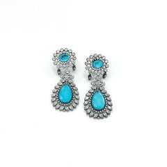 Vanya Antique Diamond Earrings Cyan - The Pashm