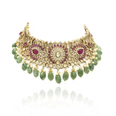 Meera Emerald Drop Polki Bridal Choker Set - The Pashm