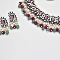 Akira Antique Silver Multicolor Necklace - The Pashm