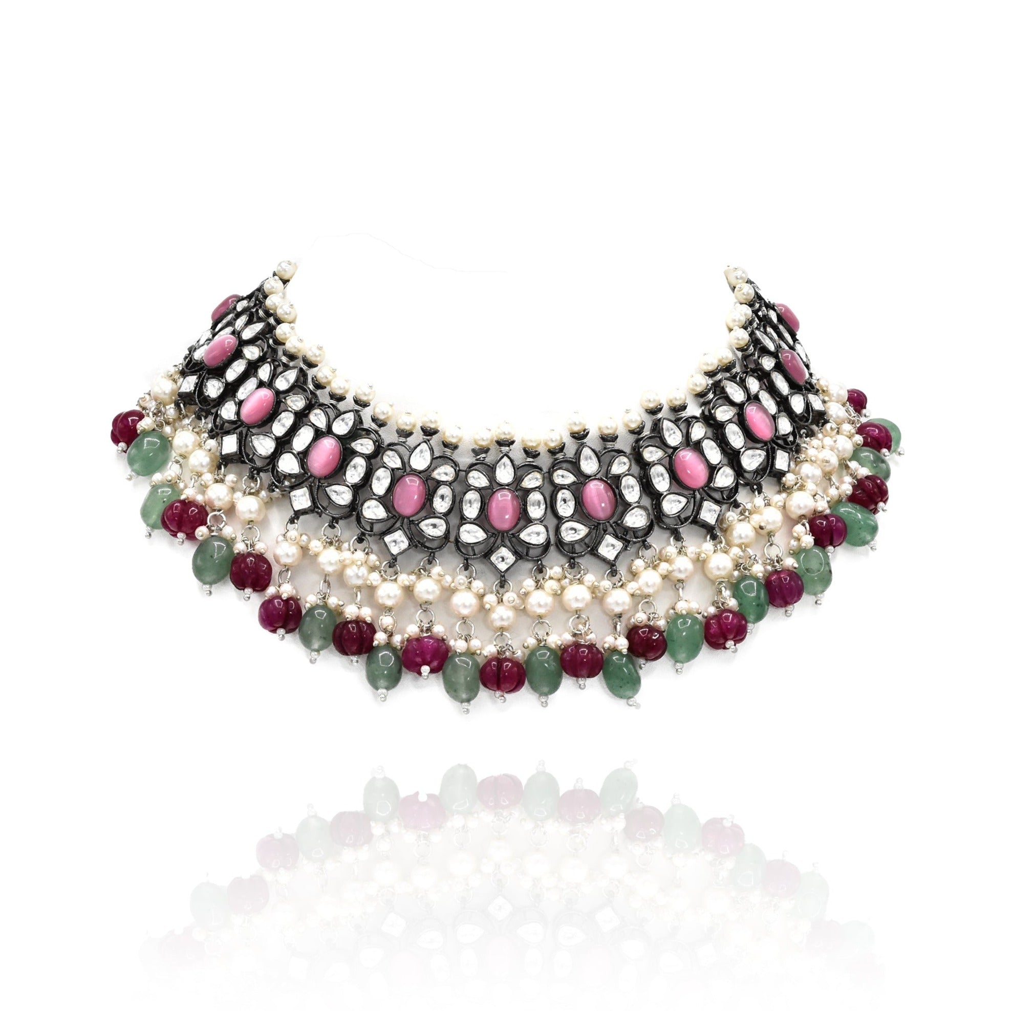 Akira Antique Silver Multicolor Necklace - The Pashm