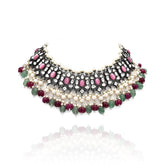 Akira Antique Silver Multicolor Necklace - The Pashm