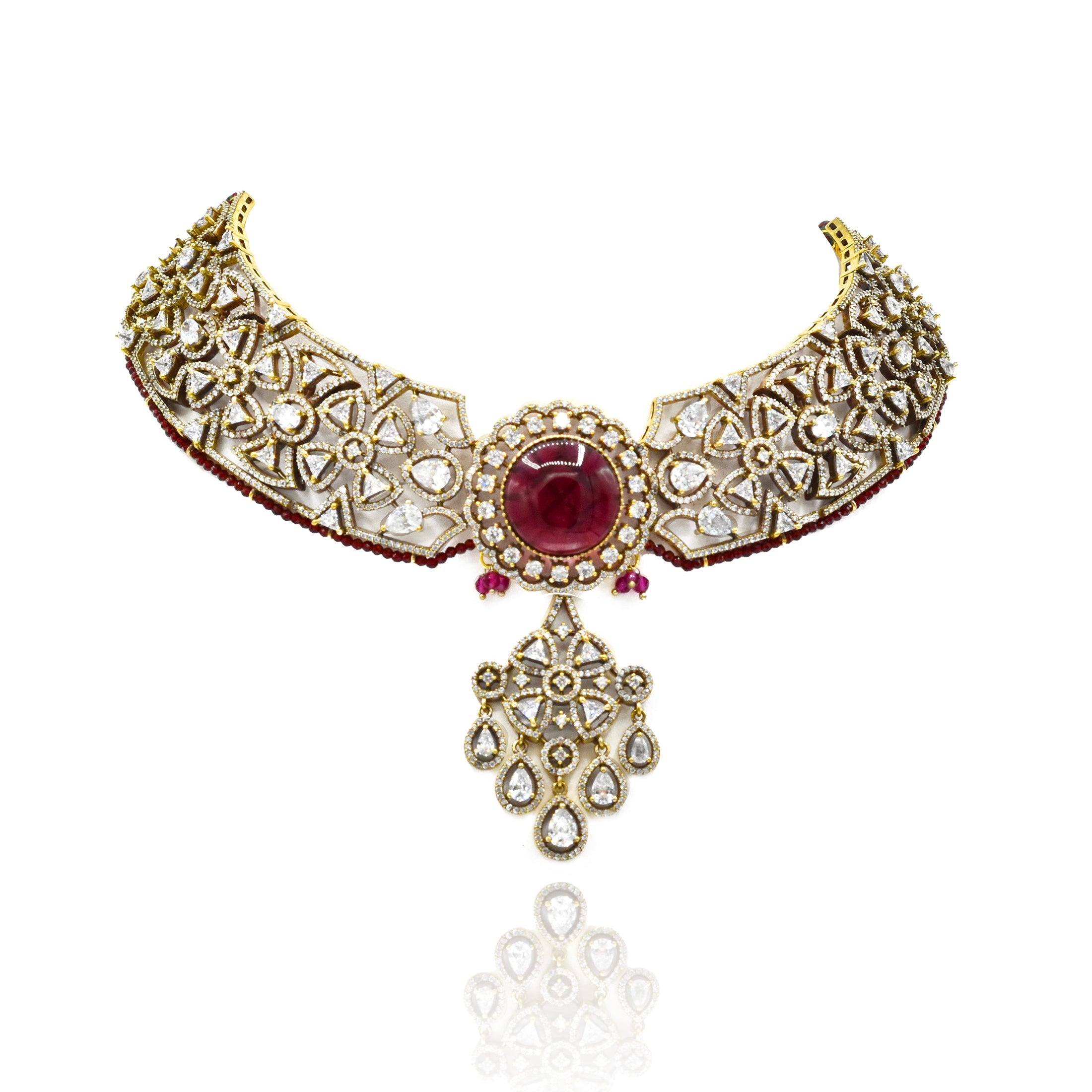 Aariyah Antique Floral Collar Necklace - The Pashm