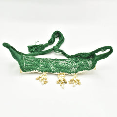 Prachika Pachi Kundan Charms Choker with Handwoven Back - The Pashm