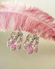 Natalia Crystal Chandelier Earrings Pink - The Pashm