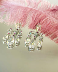 Natalia Crystal Chandelier Earrings White - The Pashm