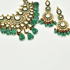 Arisha Green Meenakari Kundan Haar Set - The Pashm