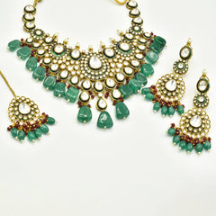 Arisha Green Meenakari Kundan Haar Set - The Pashm
